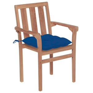 Stapelbare Gartenstühle mit Kissen 6 Stk. Massivholz Teak