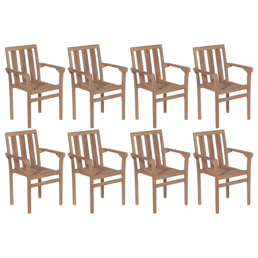 vidaXL Stackable Garden Chairs with Cushions 8 pcs. Solid Teak Wood