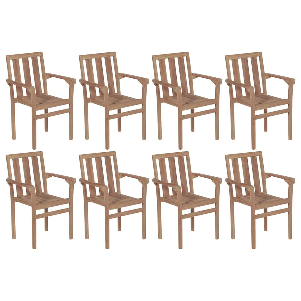 vidaXL Stackable Garden Chairs with Cushions 8 pcs. Solid Teak Wood