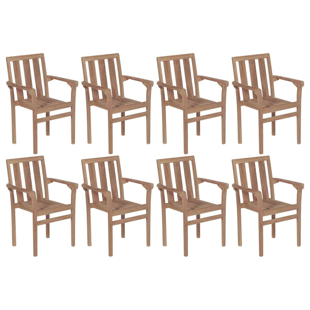 vidaXL Stackable Garden Chairs with Cushions 8 pcs. Solid Teak Wood
