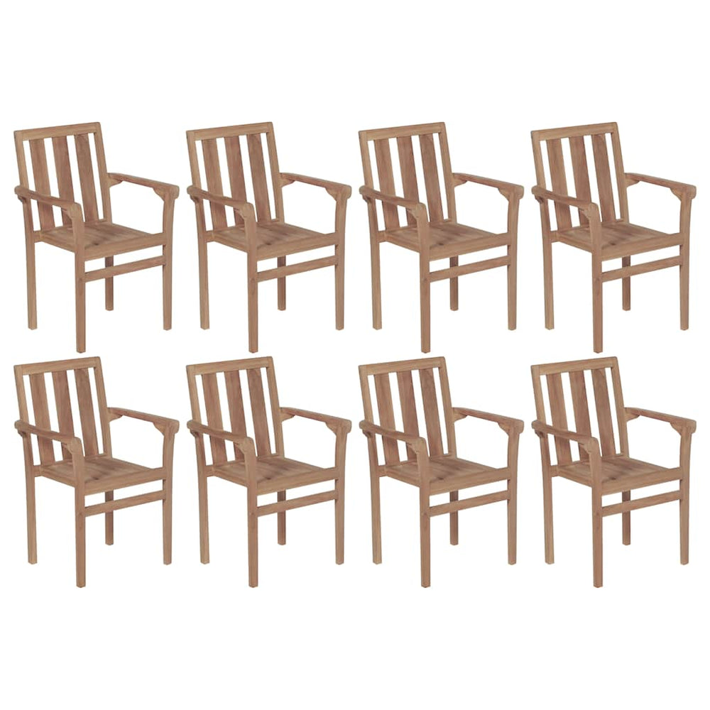 vidaXL Stackable Garden Chairs with Cushions 8 pcs. Solid Teak Wood