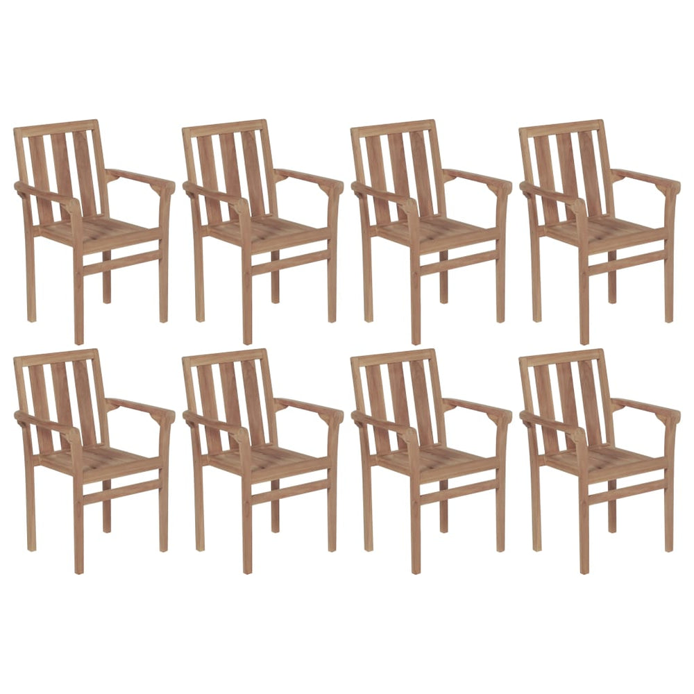 vidaXL Stackable Garden Chairs with Cushions 8 pcs. Solid Teak Wood