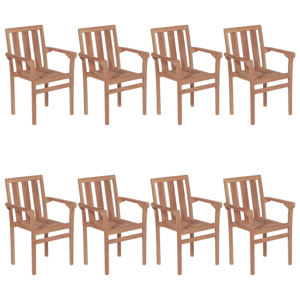 vidaXL Stackable Garden Chairs with Cushions 8 pcs. Solid Teak Wood