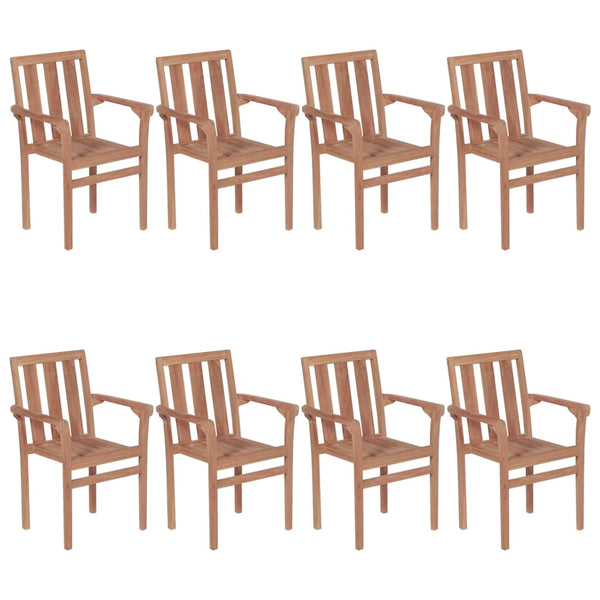 Stapelbare Gartenstühle mit Kissen 8 Stk. Massivholz Teak