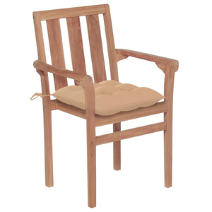 Stapelbare Gartenstühle mit Kissen 8 Stk. Massivholz Teak