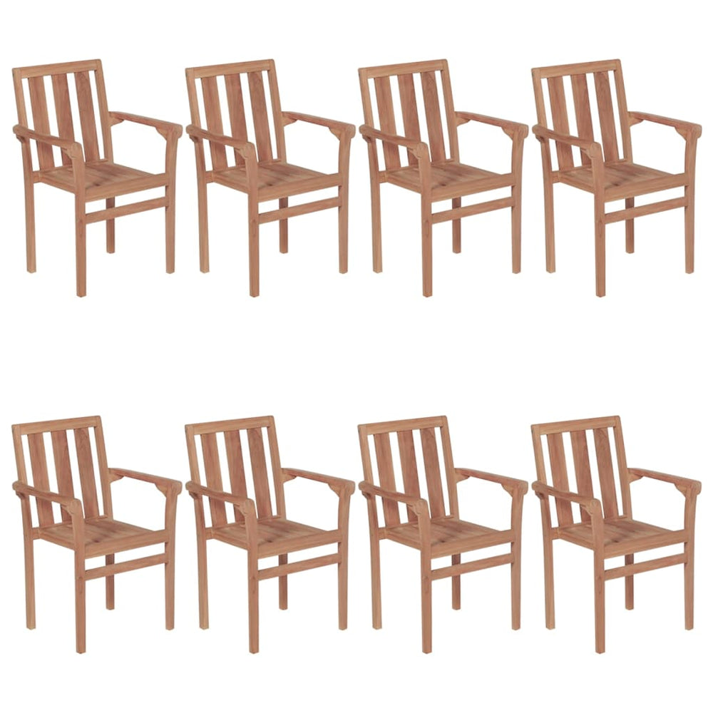 vidaXL Stackable Garden Chairs with Cushions 8 pcs. Solid Teak Wood