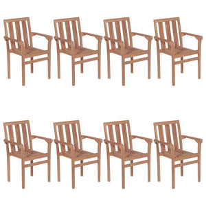 Stapelbare Gartenstühle mit Kissen 8 Stk. Massivholz Teak