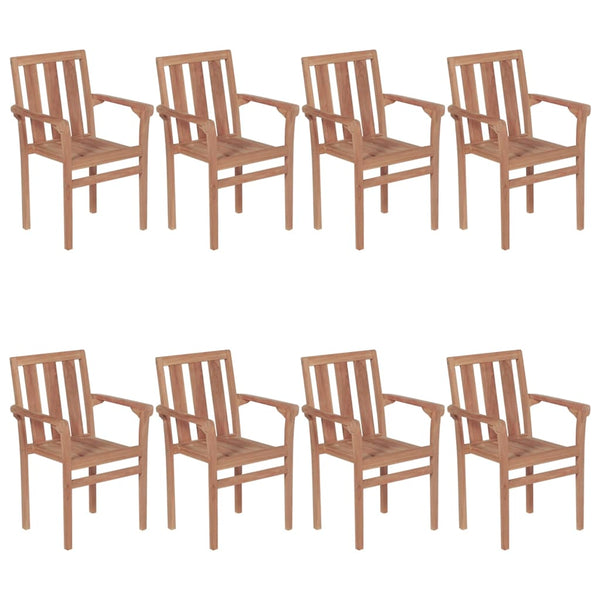 Stapelbare Gartenstühle mit Kissen 8 Stk. Massivholz Teak