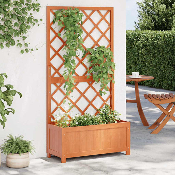 Garten-Spalier mit Blumenkasten Braun 70x30x135 cm Tannenholz