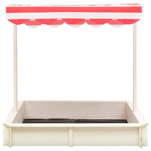 Sandkasten mit Verstellbarem Dach Tannenholz Weiß und Rot UV50