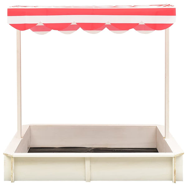 Sandkasten mit Verstellbarem Dach Tannenholz Weiß und Rot UV50