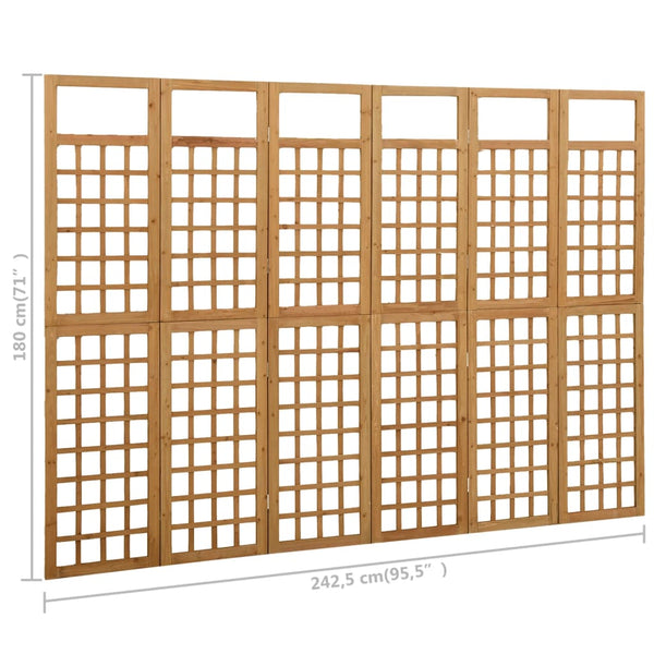 vidaXL Treillis/Paravent 6 panneaux Bois de sapin massif 242,5x180 cm