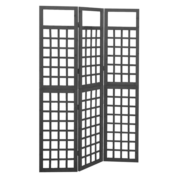Spalier/Paravent 3-teilig Massivholz Tanne Schwarz 121x180 cm