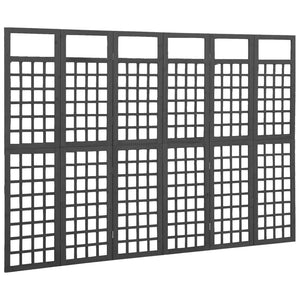 Spalier/Paravent 6-teilig Massivholz Tanne Schwarz 242,5x180 cm