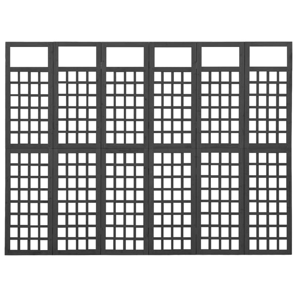 Spalier/Paravent 6-teilig Massivholz Tanne Schwarz 242,5x180 cm