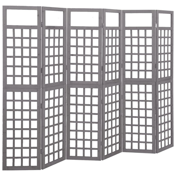 Spalier/Paravent 6-teilig Massivholz Tanne Grau 242,5x180 cm