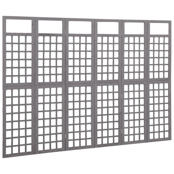 Spalier/Paravent 6-teilig Massivholz Tanne Grau 242,5x180 cm