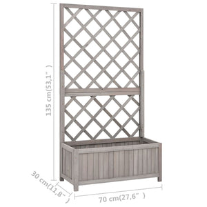 Garten-Spalier mit Blumenkasten Grau 70x30x135 cm Tannenholz