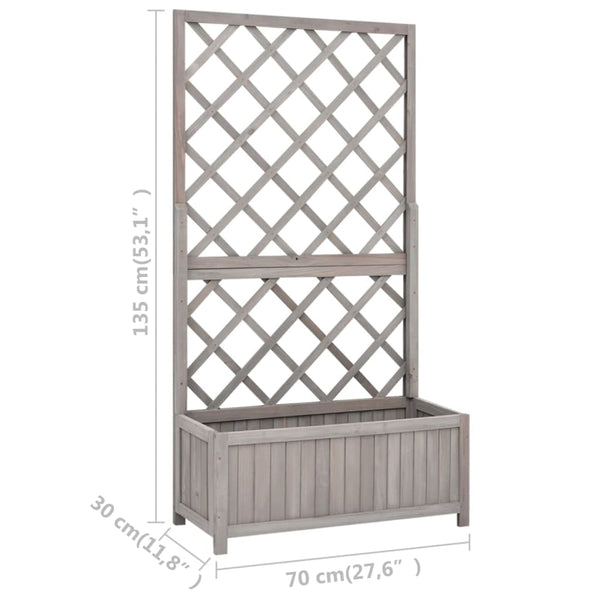 Garten-Spalier mit Blumenkasten Grau 70x30x135 cm Tannenholz