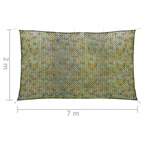 vidaXL Filet de camouflage avec sac de rangement 2x7 m vert