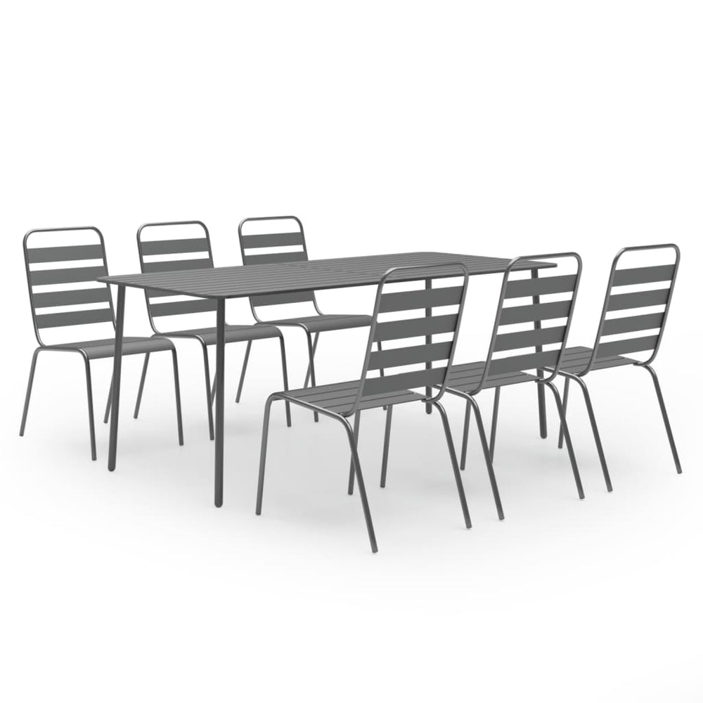 vidaXL 7-Piece Outdoor Dining Set Steel Dark Grey