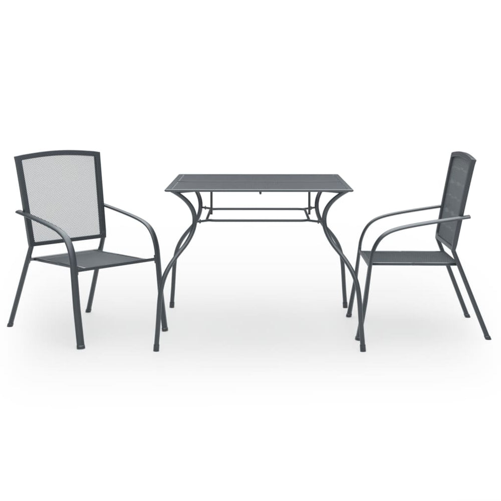vidaXL 3-Piece Garden Dining Set Steel Anthracite