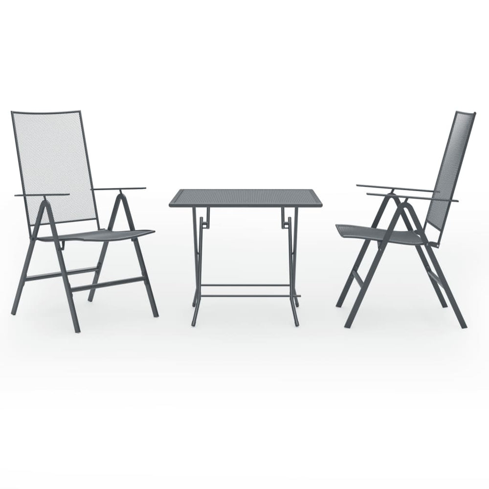 vidaXL 3-Piece Garden Dining Set Steel Anthracite