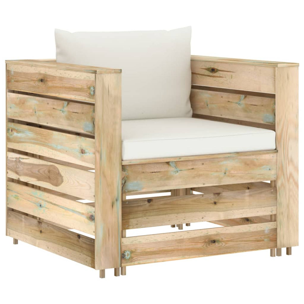 vidaXL Salon de jardin 2 pcs avec coussins Bois imprégné Vert