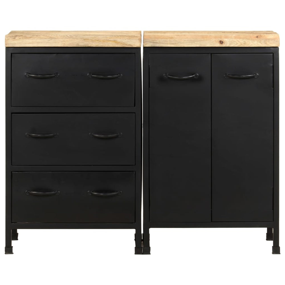 Sideboard mit 3 Schubladen und 2 Türen Raues Mangoholz