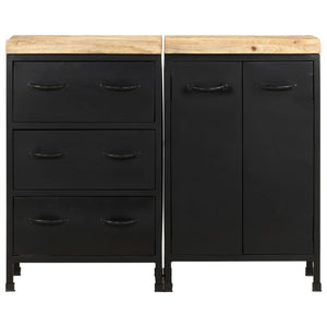 Sideboard mit 3 Schubladen und 2 Türen Raues Mangoholz