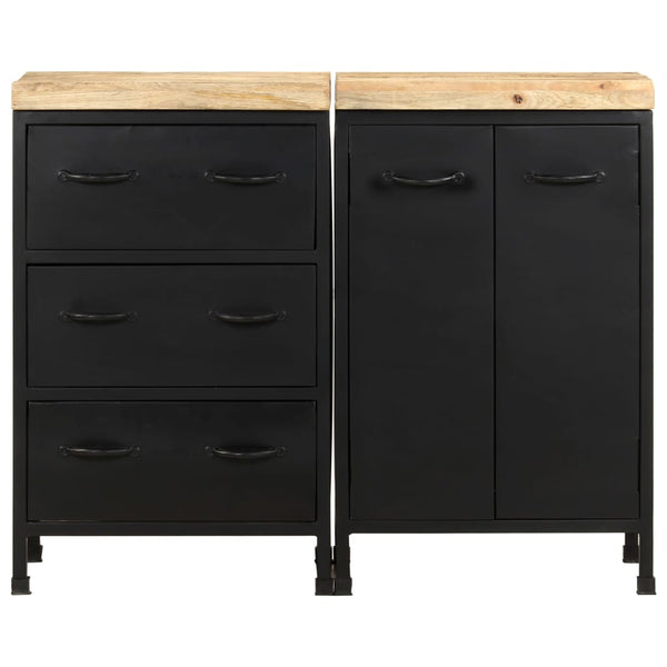 Sideboard mit 3 Schubladen und 2 Türen Raues Mangoholz