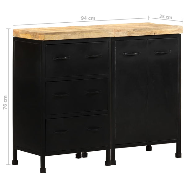 Sideboard mit 3 Schubladen und 2 Türen Raues Mangoholz