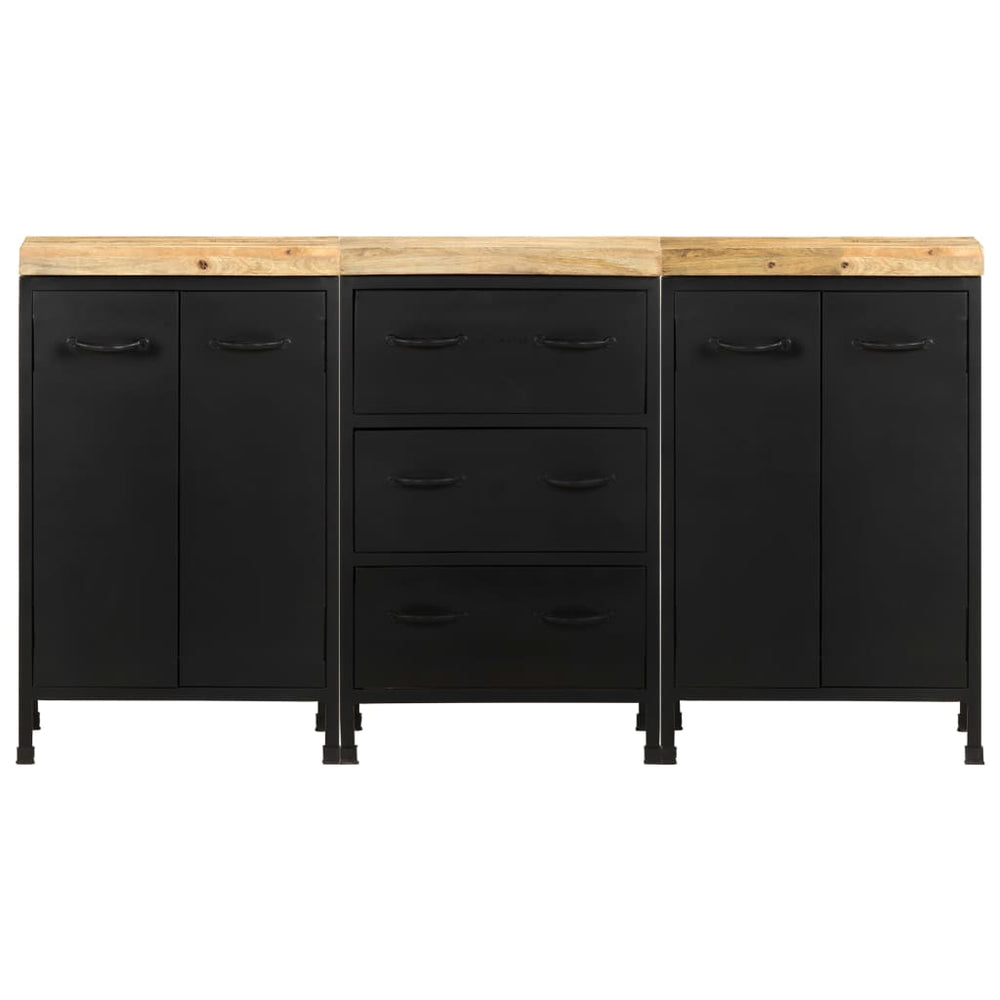 Sideboard mit 3 Schubladen und 4 Türen Raues Mangoholz