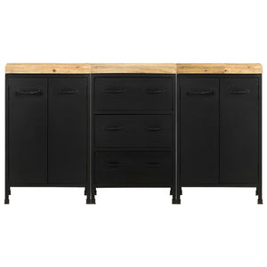Sideboard mit 3 Schubladen und 4 Türen Raues Mangoholz