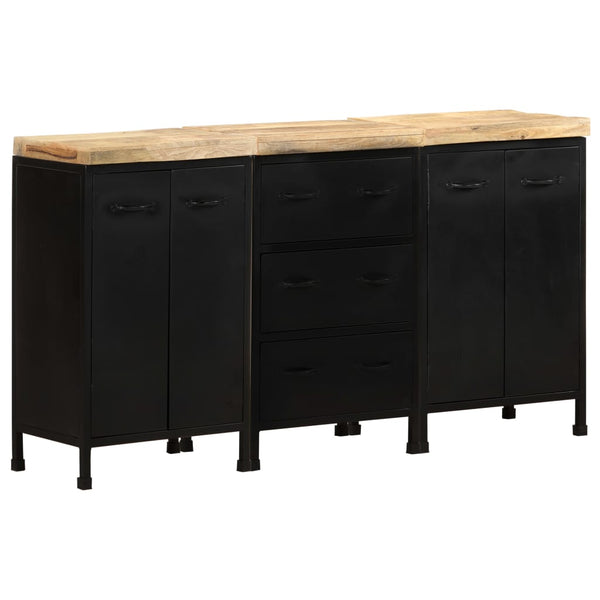 Sideboard mit 3 Schubladen und 4 Türen Raues Mangoholz