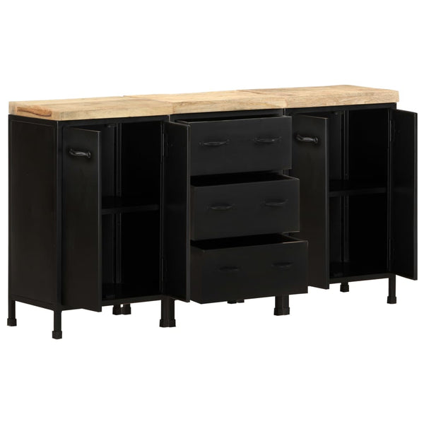 Sideboard mit 3 Schubladen und 4 Türen Raues Mangoholz