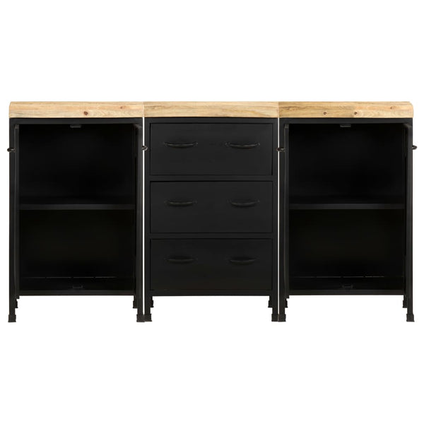 Sideboard mit 3 Schubladen und 4 Türen Raues Mangoholz