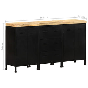 Sideboard mit 3 Schubladen und 4 Türen Raues Mangoholz