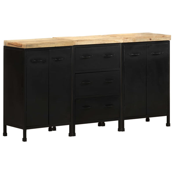 Sideboard mit 3 Schubladen und 4 Türen Raues Mangoholz