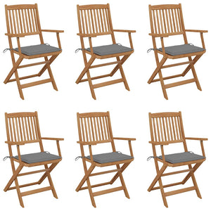 vidaXL Chaises de jardin pliables 6 pcs avec coussins Bois d'acacia massif