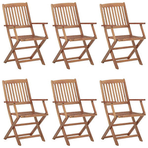 vidaXL Chaises de jardin pliables 6 pcs avec coussins Bois d'acacia massif