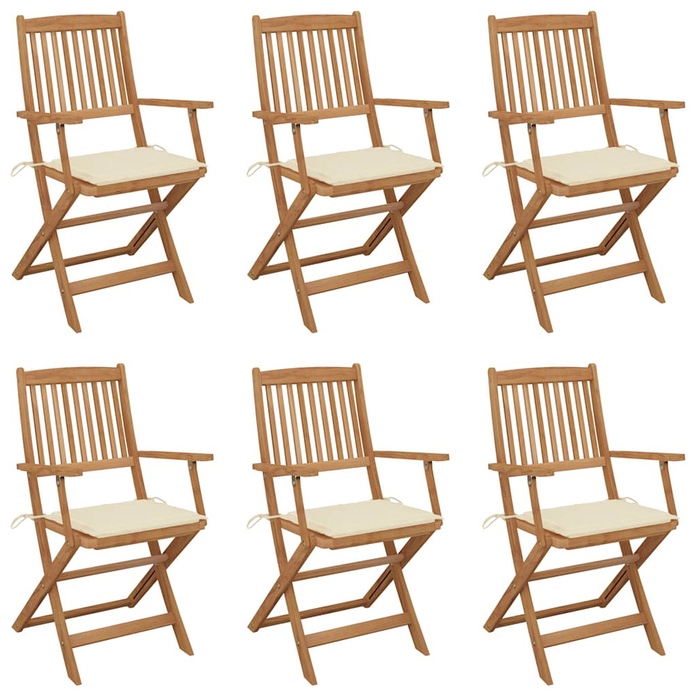 vidaXL Folding Garden Chairs 6 pcs. with Cushions Solid Acacia Wood