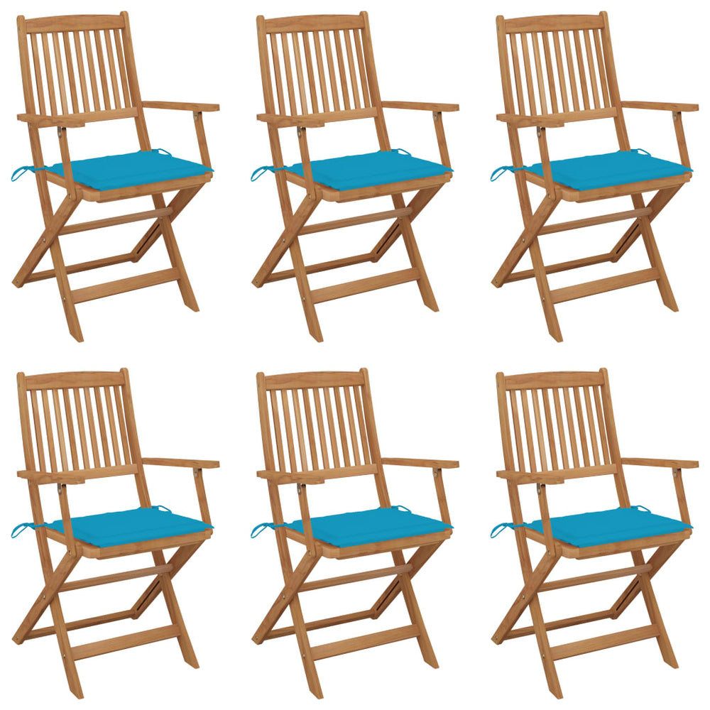 vidaXL Folding Garden Chairs 6 pcs. with Cushions Solid Acacia Wood