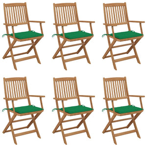 vidaXL Chaises de jardin pliables 6 pcs avec coussins Bois d'acacia massif