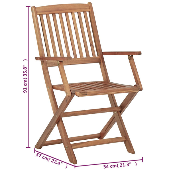 vidaXL Chaises de jardin pliables 6 pcs avec coussins Bois d'acacia massif