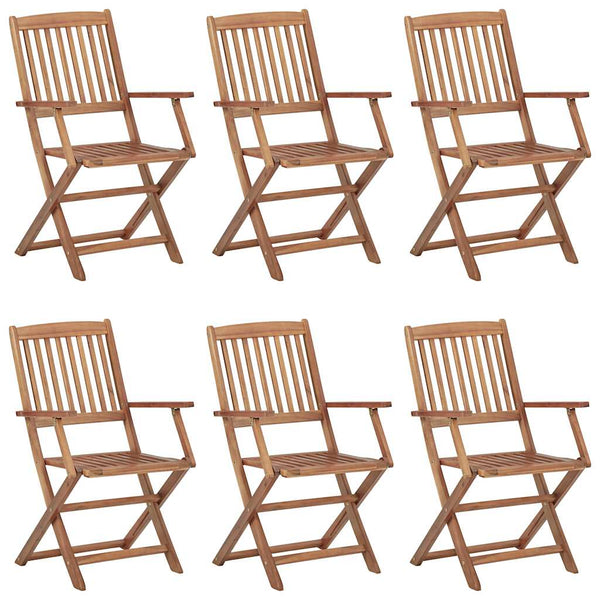 vidaXL Chaises de jardin pliables 6 pcs avec coussins Bois d'acacia massif