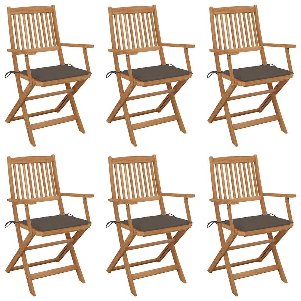 vidaXL Folding Garden Chairs 6 pcs. with Cushions Solid Acacia Wood