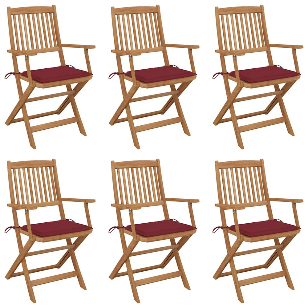 vidaXL Folding Garden Chairs 6 pcs with Cushions Solid Acacia Wood