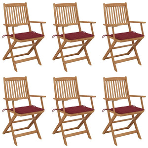 vidaXL Chaises de jardin pliables 6 pcs avec coussins Bois d'acacia massif