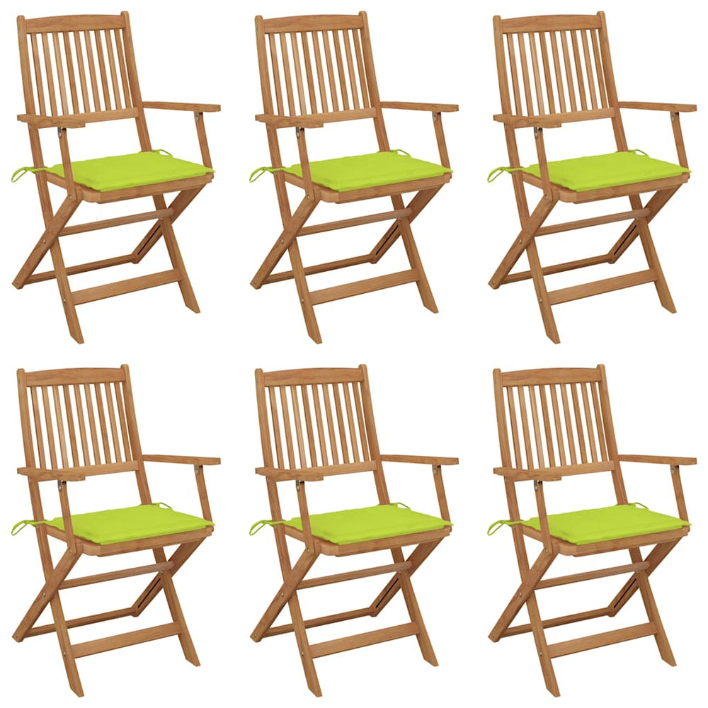 vidaXL Folding Garden Chairs 6 pcs. with Cushions Solid Acacia Wood